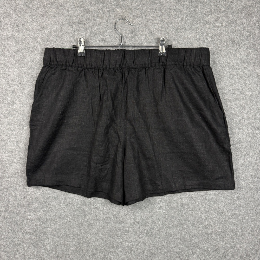 BlankNYC Womens Black Linen Blend Pull On Shorts 5 Inch Inseam XL New